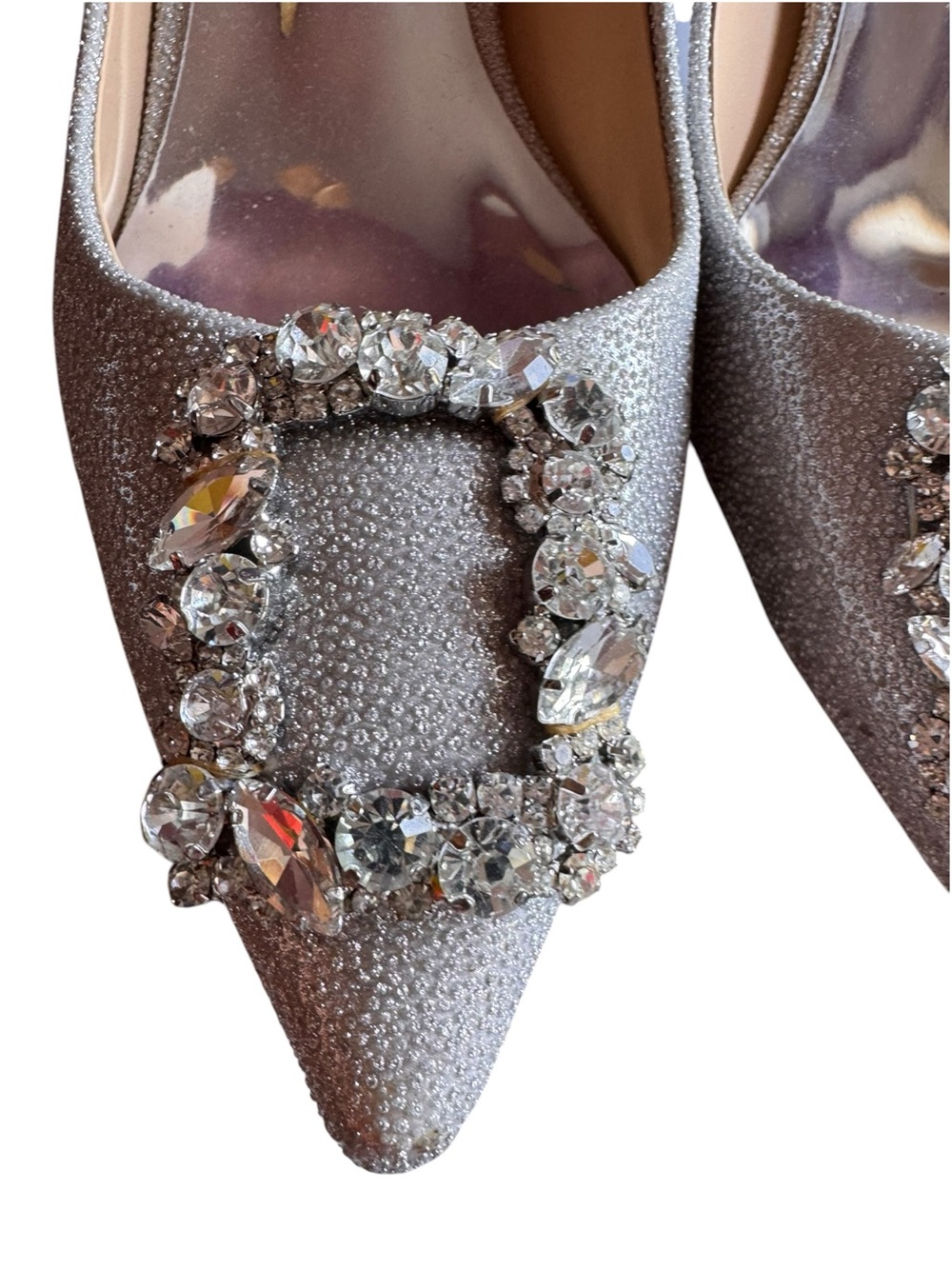 Badgley Mischa Shimmering Silver Glitter Pumps, Sz 8.5, EUC